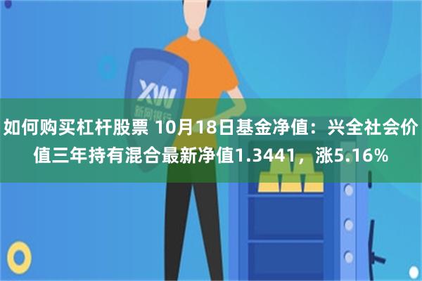 如何购买杠杆股票 10月18日基金净值：兴全社会价值三年持有混合最新净值1.3441，涨5.16%