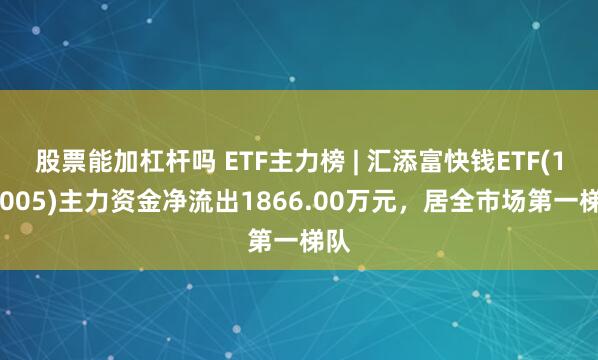 股票能加杠杆吗 ETF主力榜 | 汇添富快钱ETF(159005)主力资金净流出1866.00万元，居全市场第一梯队