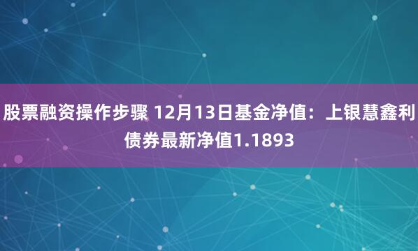 股票融资操作步骤 12月13日基金净值：上银慧鑫利债券最新净值1.1893