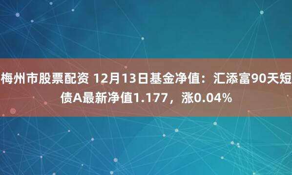 梅州市股票配资 12月13日基金净值：汇添富90天短债A最新净值1.177，涨0.04%