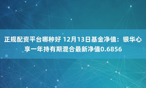 正规配资平台哪种好 12月13日基金净值：银华心享一年持有期混合最新净值0.6856