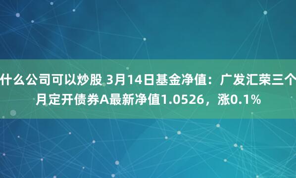 什么公司可以炒股 3月14日基金净值：广发汇荣三个月定开债券A最新净值1.0526，涨0.1%